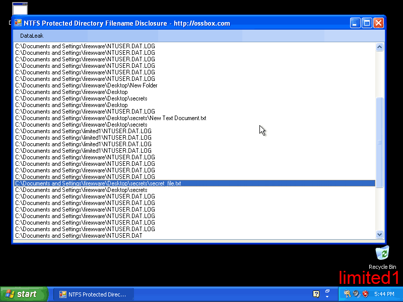 The limited user can see what files firexware modified